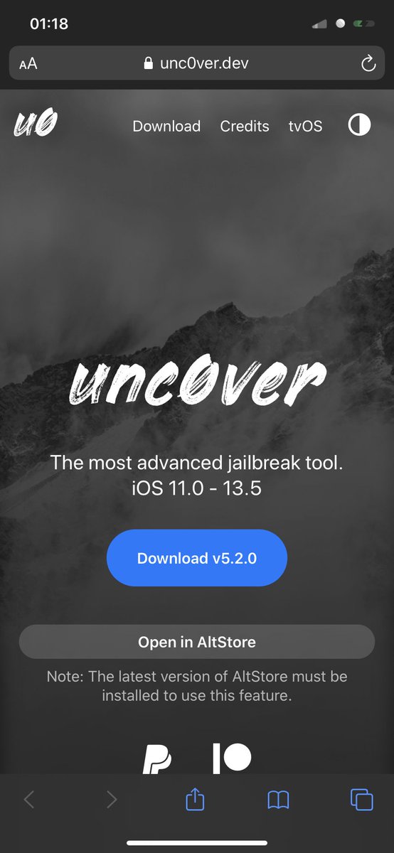 iM4CH3T3's tweet photo. 5.2.0 is out #unc0ver https://t.co/ziZDDdO9jw
