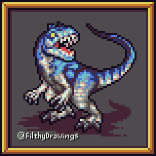 Today's <a href="/Pixel_Dailies/">Pixel Dailies</a>  theme is #claws, so it's an excellent excuse to make a dinosaur. 

My favorite Dino, Allosaurus, from my favorite game, Dino Crisis 2. 

#pixel_dailies #aseprite #madewithaseprite #DinoCrisis #dinosaur