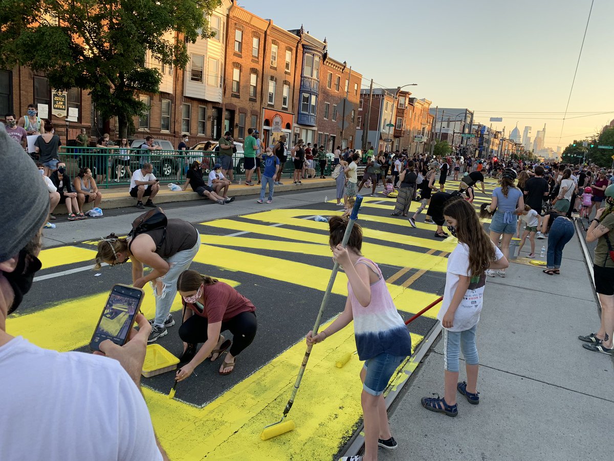 “End Racism Now” in bright yellow on Girard in Fishtown. Organizers had to get permission and this won’t be here for long. Could be gone by as early as tomorrow morning. <a href="/NBCPhiladelphia/">NBC10 Philadelphia</a> at 11pm