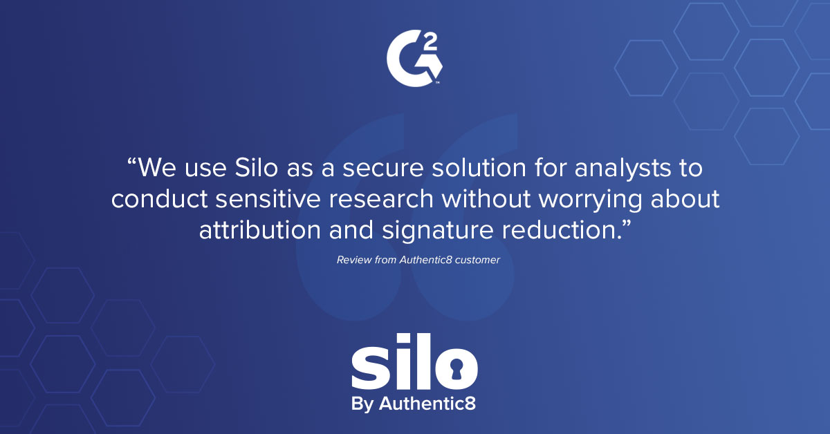 Authentic8's tweet image. See why the Silo Web Isolation Platform was included in G2&apos;s &quot;Best Threat Intelligence Software in 2020&quot; here: blog.authentic8.com/top-reviews-fo…

#OSINT #WebIsolation