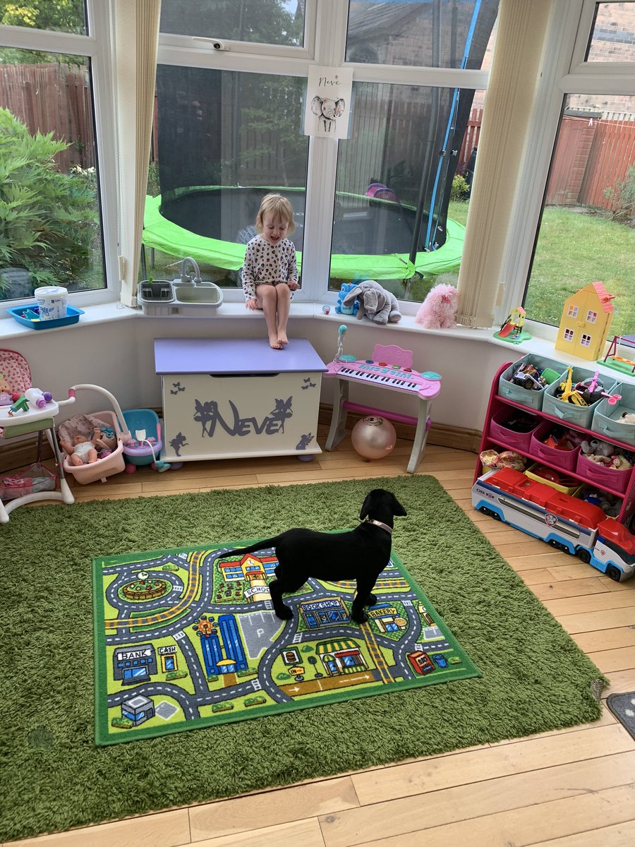 LO escaping for some peace and quiet from puppy 😂😂 #bestfriends