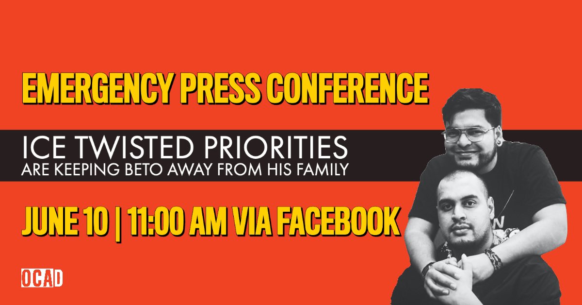 Today, during an unusual check-in, ICE re-detained Beto. They did this while we are still in a pandemic and knowing he has a pending DACA application.