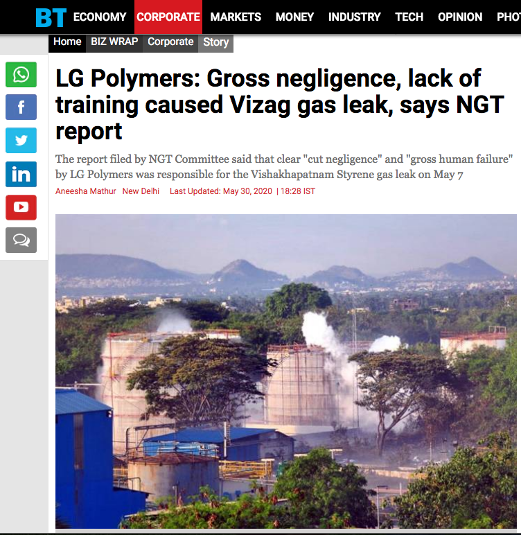 ToxicsFree's tweet photo. India’s National Green Tribunal investigation of LG styrene leak tragedy May 28th report finds that LG’s disregard for safety as the cause of the lethal chemical release: https://t.co/yJv5UttMTF
More here: https://t.co/Ae6tN4j1MY
Demand #LGAccountability #AbsoluteLiability https://t.co/xpQh0DGHLi