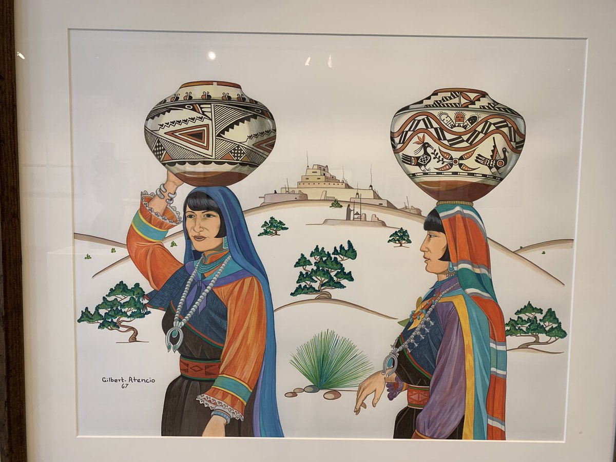 ncwhm's tweet photo. This reminds me of Colors of Clay from yesterday. Ceremonial Water Carriers by Gilbert Atencio. Girls of the Golden West exhibition is named after a play and opera from the early 1900s with the same name. Gonna carry my mug on my head like that. Lol! #HashtagTheCowboy Thanks, Tim https://t.co/O7SMVF1nuc