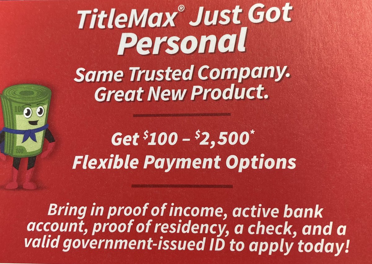 We are here to help....come see us at TITLEMAX!