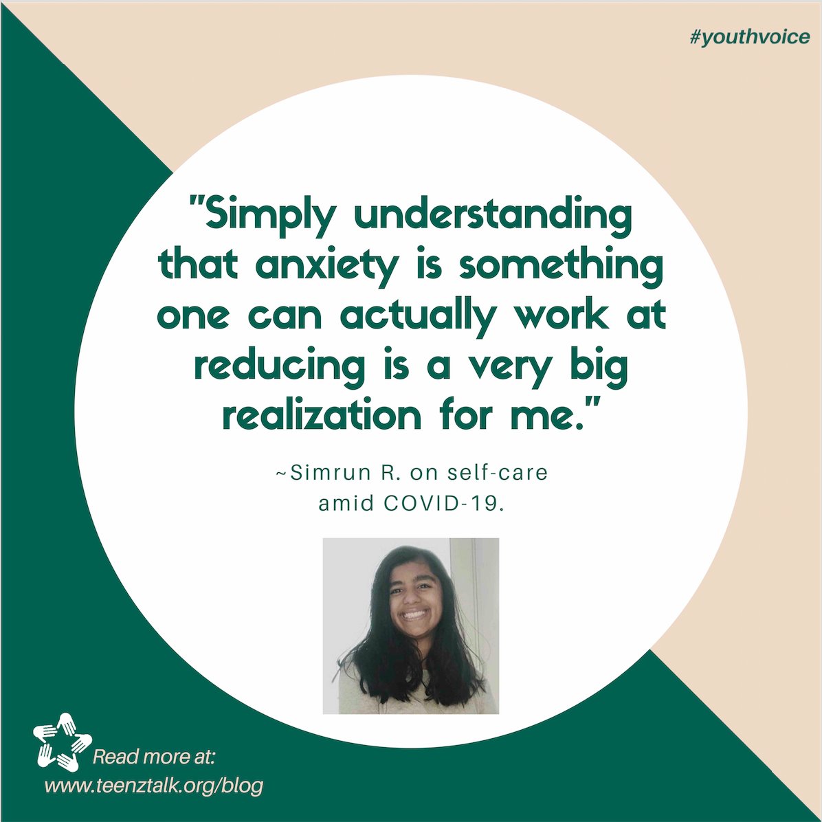 TeenzTalk_'s tweet photo. Read Simrun's full article "Self-Care Amid COVID-19" on TeenzTalk’s Blog! 💚🗣 #youthvoice https://t.co/k14nlog78s