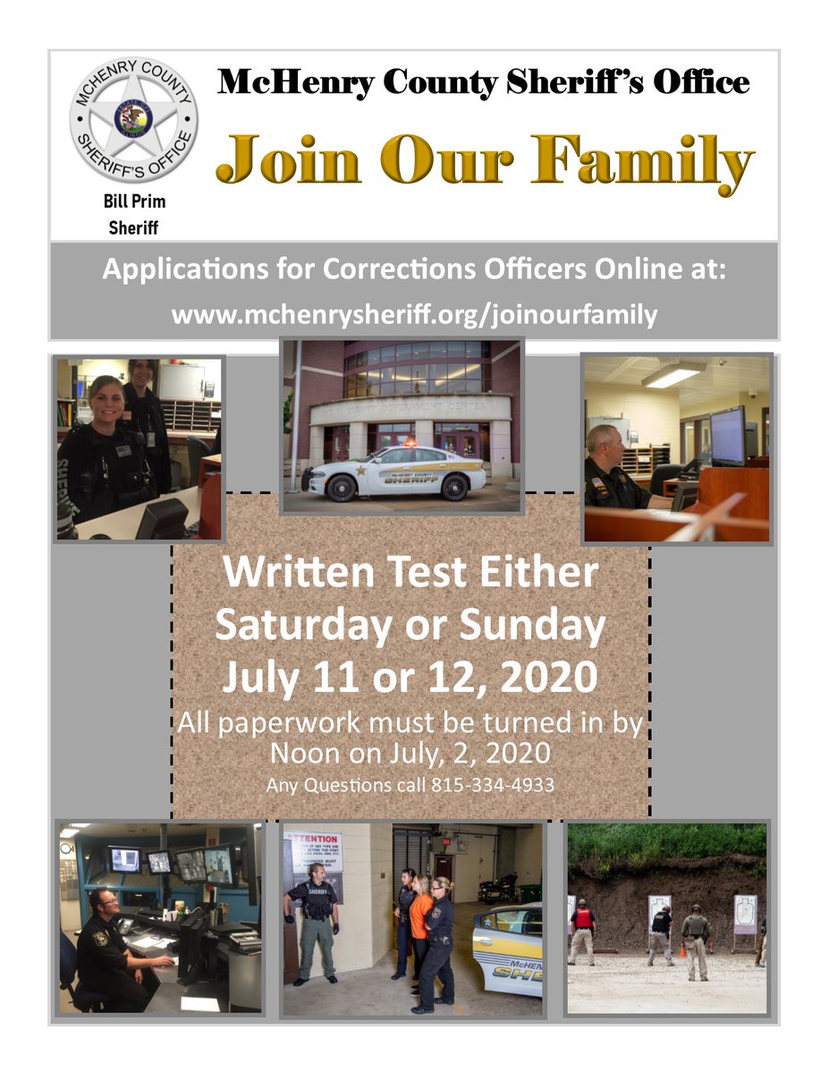 McHenrySheriff's tweet photo. Reminder: We are hiring Patrol Deputies and Corrections Officers.  Please go to: https://t.co/5P3W5v6Gas for more information. https://t.co/dDSbRhPv2e