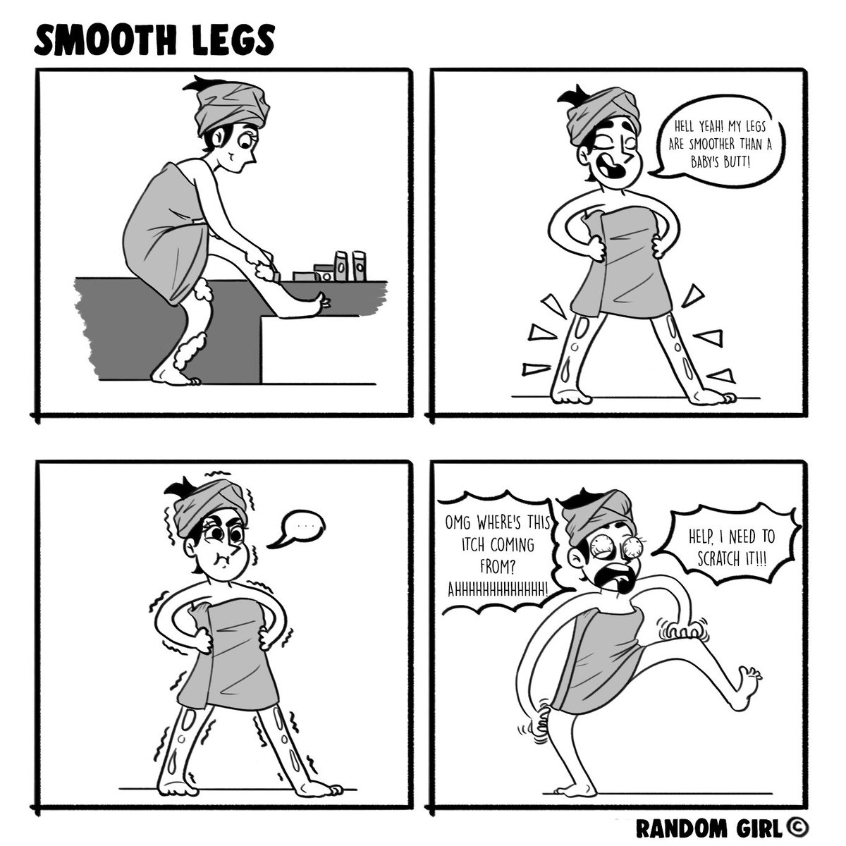 randomgrlcomics's tweet photo. The consequences of leg waxing!

#waxing #legwaxing #itchylegs #comic #comics #comicstrips #webcomic #funny #funnycomic #funnycomics #cartoon #instacomic #humor #webtoon #comicstrips https://t.co/uVeU902TWA