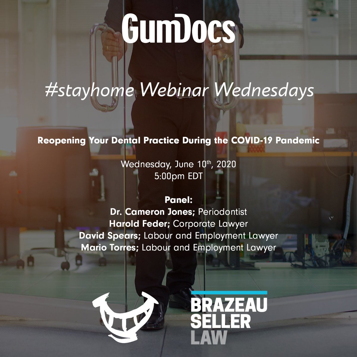 Back for another panel discussion on COVID-19 and your dental practice with Gumdocs and my colleagues David Spears and Mario Torres. For registration details go to gumdocs.com/events.
