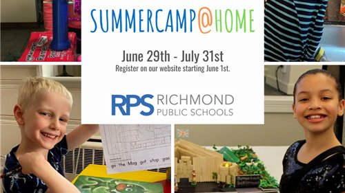 NextUpRVA's tweet image. We&apos;re proud to partner with @RPS_Schools, @YMCARichmond and @BellXcel to provide RPS SummerCamp@Home! Programs include computer coding, yoga, art, dance, cooking, video production, outdoor exploration and more!   Registration today at  rvaschools.net/summercamp