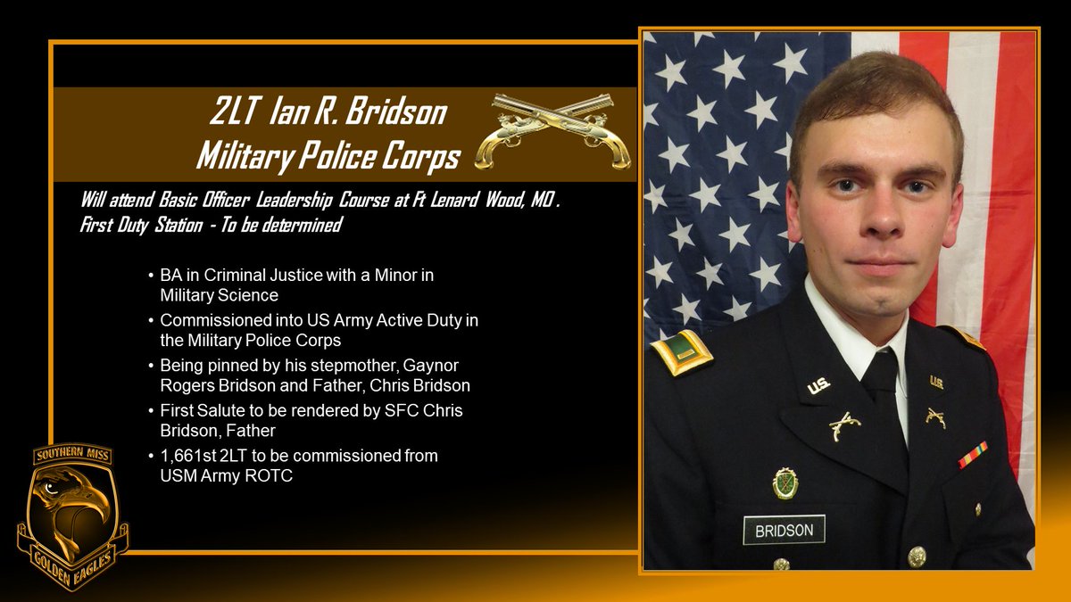 USMEagleStrike's tweet photo. @ArmyROTC is conducting a live national commissioning ceremony at 10 a.m. June 12 on Facebook Live and YouTube live. 2nd Lt. Ian Bridson will represent USM in the ceremony. #USM #ArmyROTC #MPCorps @6thBde @6CDR_ArmyROTC https://t.co/O8N5e60Lv7