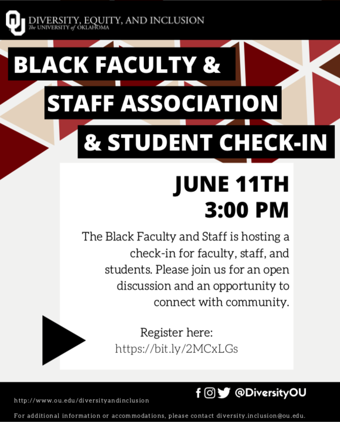 The Black Faculty and Staff is hosting a check-in for faculty, staff, and students this Thursday, June 11th, at 3:00 PM. Please join us for an opportunity to connect with community. You can register at bit.ly/2MCxLGs  . We look forward to seeing you.