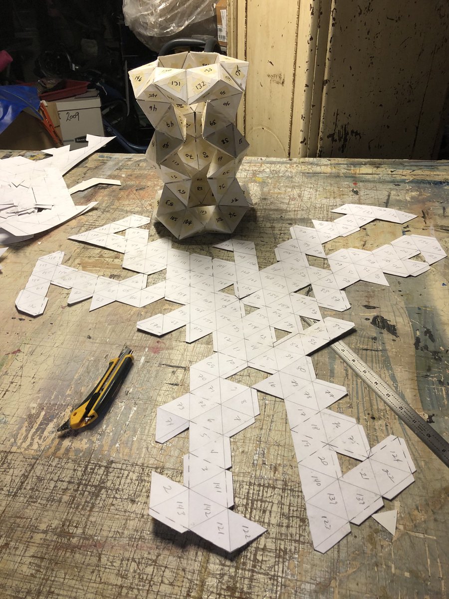 printrealblue's tweet photo. Ready to glue and see if it works out. #paperpattern #architectural #sculpture. https://t.co/8KAPdH1KGt