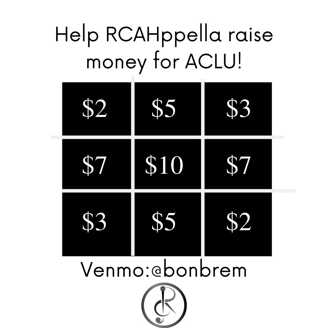 The members of RCAHppella recognize that silence during these times of injustice enable systemic oppression 
In light of this we would like to join other organizations in sponsoring donations to the ACLU
#BlackLivesMattters
