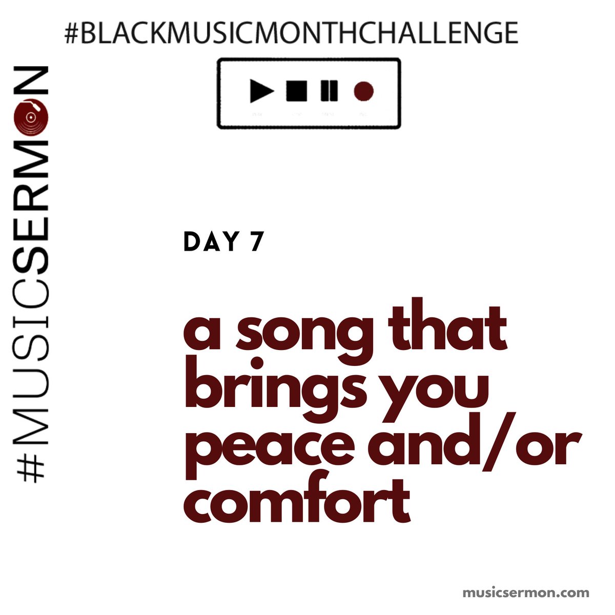 Today feels appropriate for Day 7's subject. We've talked about songs that make you feel invincible, songs that give you hope, songs that stoke your anger. Now, let's talk about songs that bring you comfort and/or peace.  #BlackMusicMonthChallenge