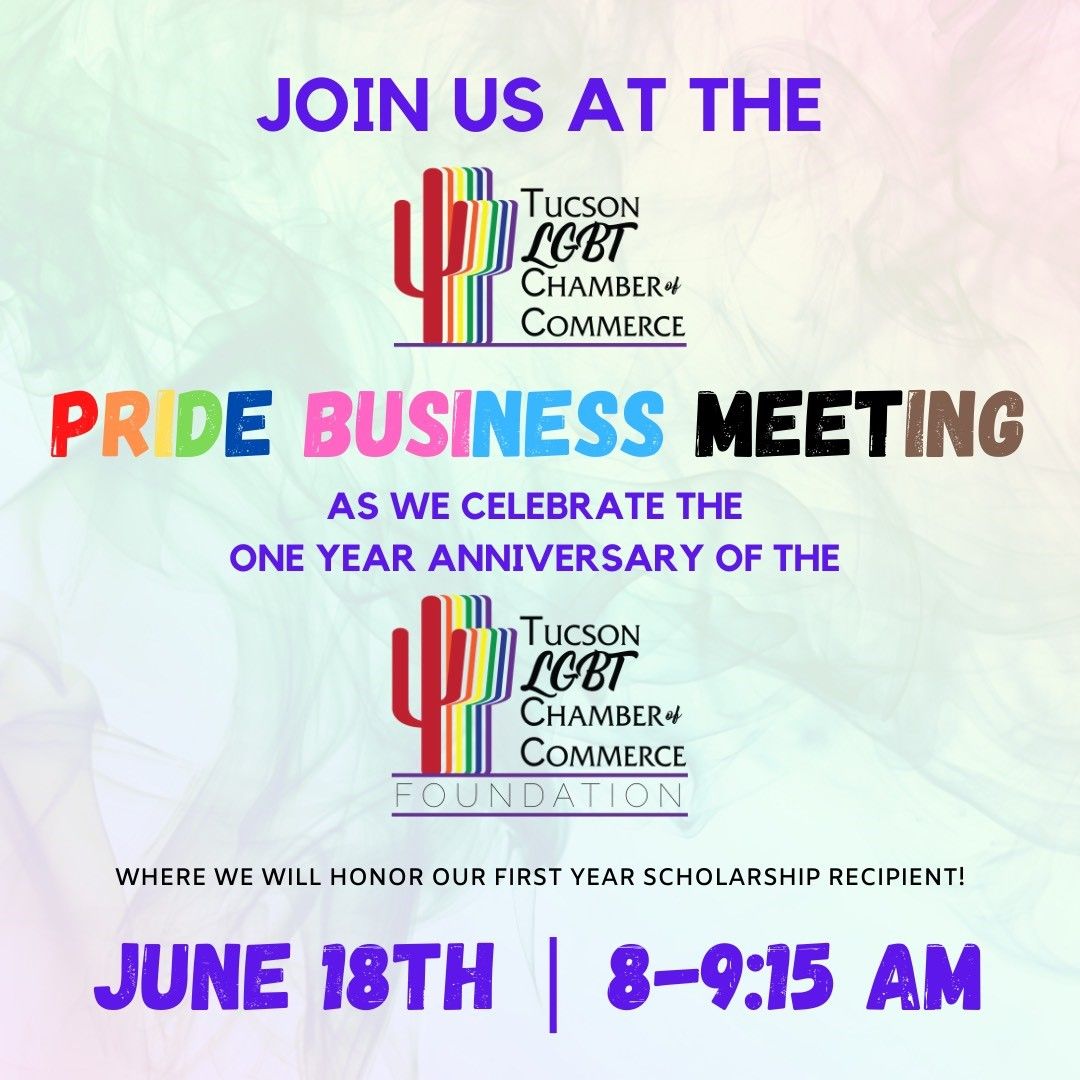 tucsontechtalks's tweet photo. Join Tucson LGBT Chamber for our virtual breakfast! Celebrate the 1 year anniversary of the LGBT Chamber Foundation and meet its 1st Scholarship winner! #PrideMonth #tucsonlgbt #tucsonlgbtchamber #gaypride #WeStandTogether #HouseTrevethan https://t.co/yAQu578ztD