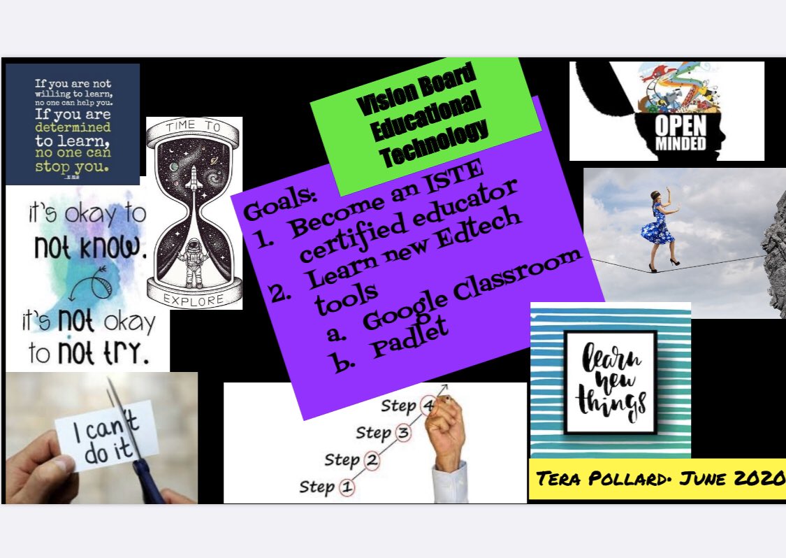 terapollard's tweet photo. Working to become an ISTE certified educator...So here is my final product of my vision board! Bring on the learning! #istecert #IDEAiste https://t.co/LIifW7ru0I
