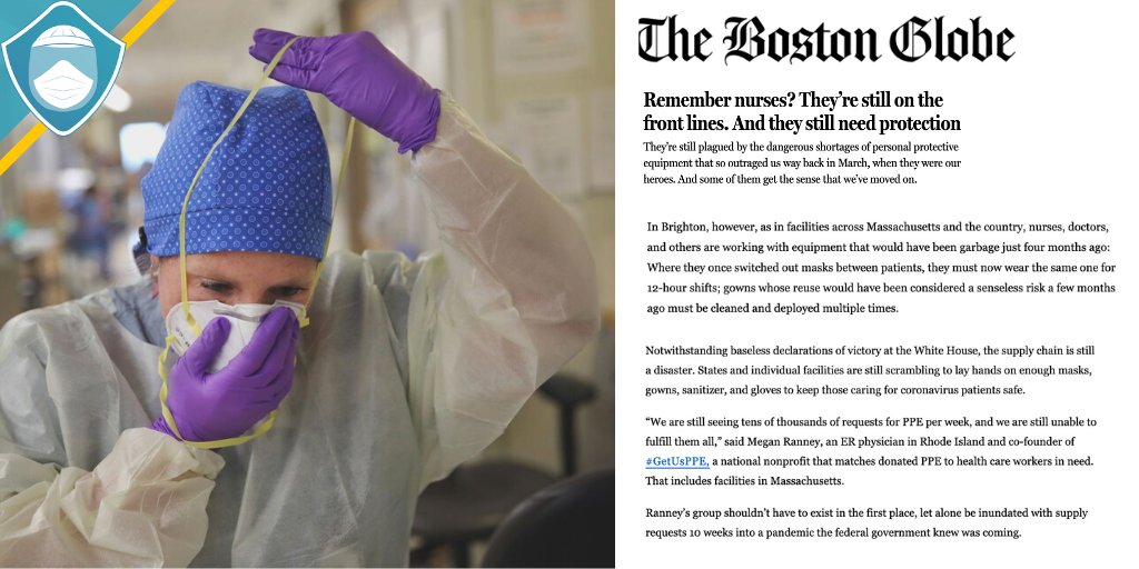 getusppe's tweet image. “We are still seeing tens of thousands of requests for PPE per week, and we are still unable to fulfill them all.” - @meganranney, ER Physician, and #GetUsPPE Co-founder. Read more: bit.ly/2XkZJg7

Please continue to give PPE or donate: getusppe.org/give ♥️