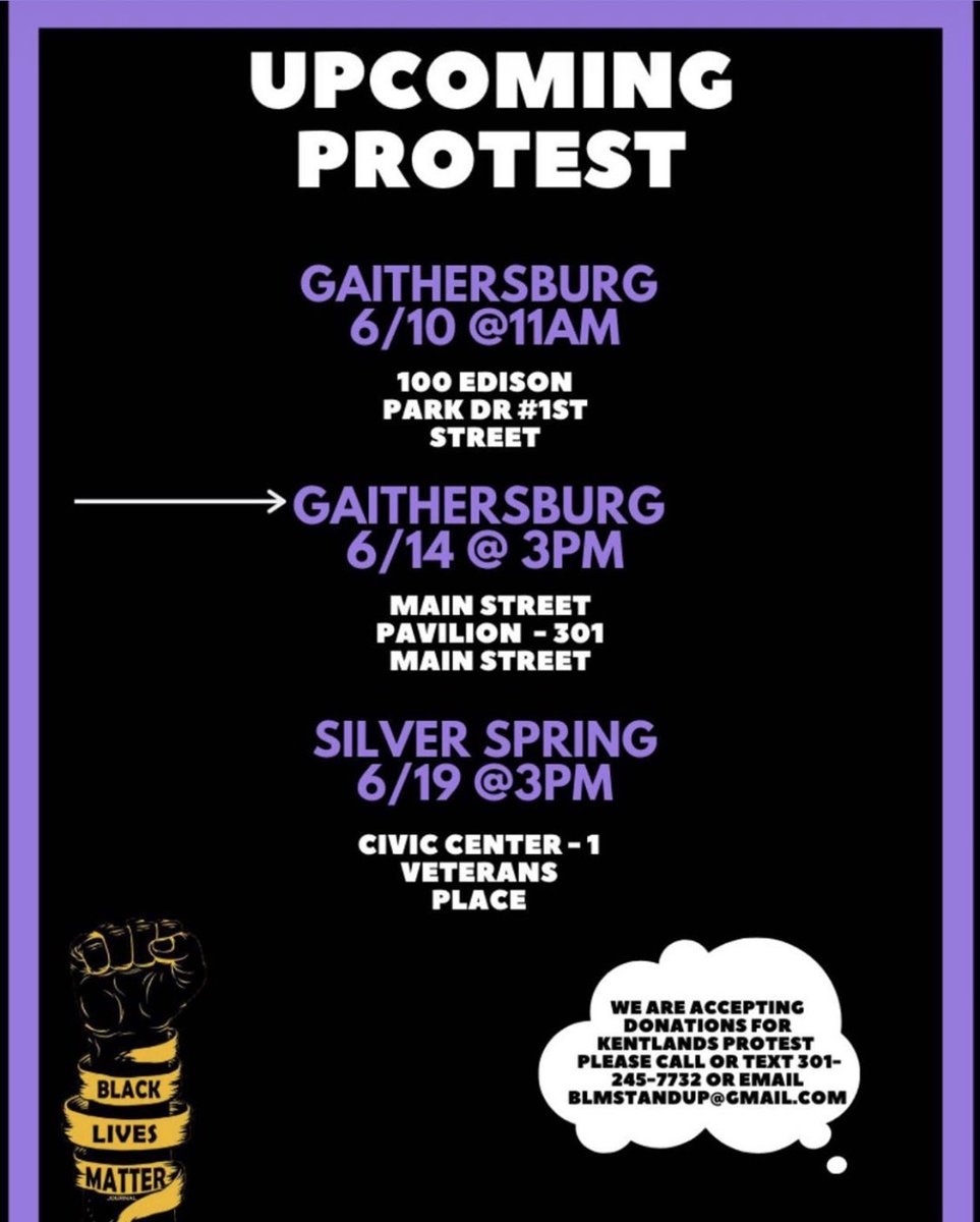 mocoprotest's tweet photo. Upcoming protests in Montgomery county. https://t.co/CeM8L1RKN9