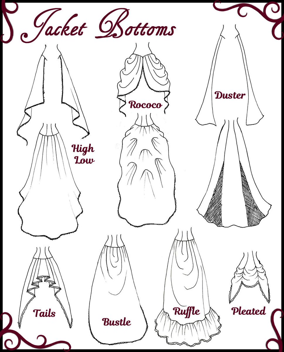 Then, any of my dress jackets can be made with any of these bottoms/jacket skirts!  #fantasyinspired #costumedesign #dressupfun #fashionsketches #steampunklove #auralynne