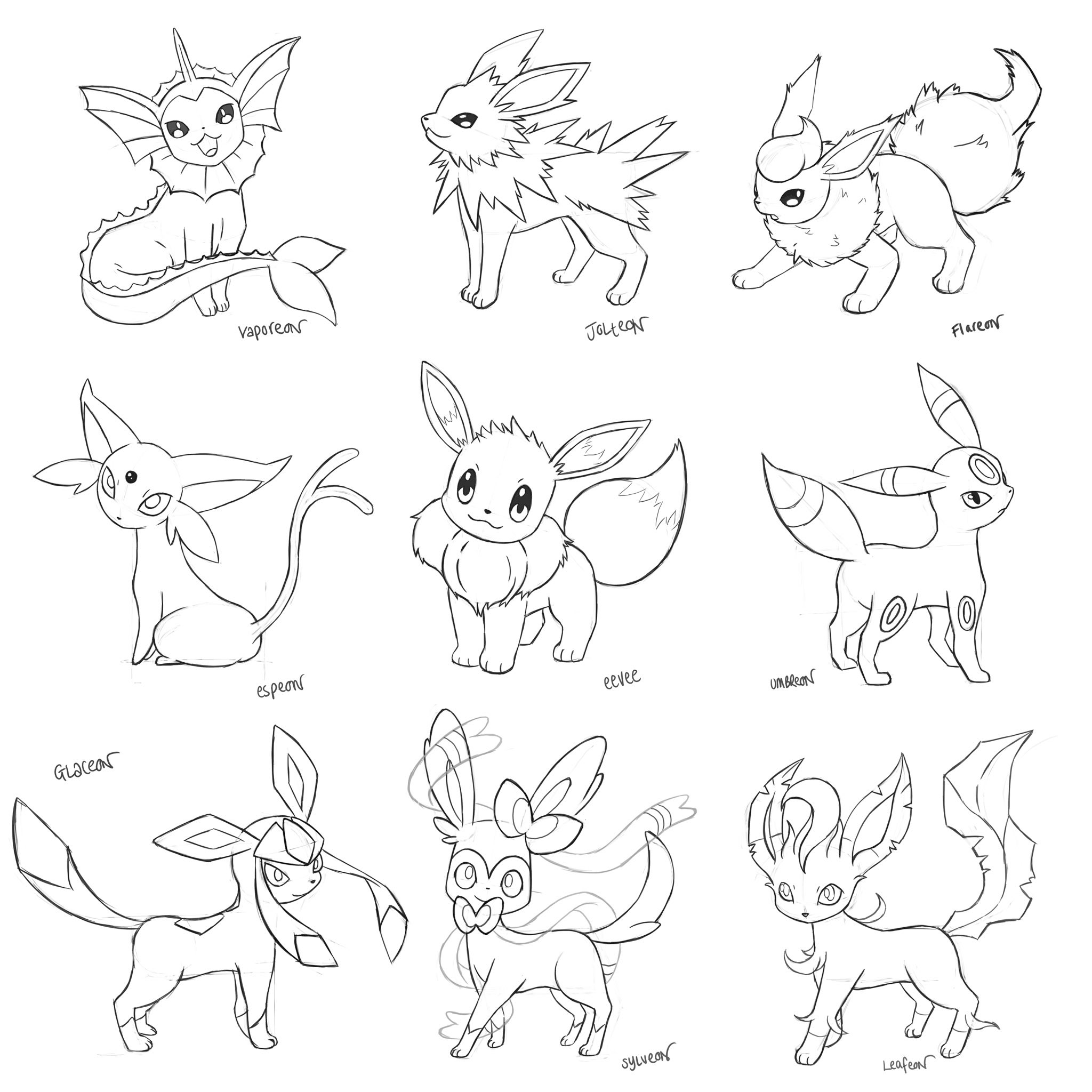 Pokemon Coloring Pages Eevee Evolutions Sylveon