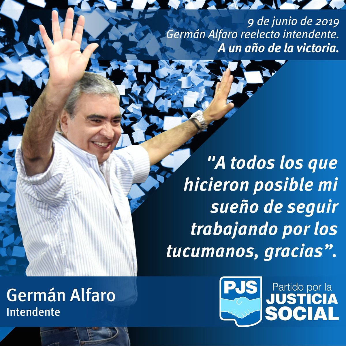 “Siempre quise ser intendente y los vecinos confiaron en mí y lo hicieron realidad: me concedieron el orgullo de ser intendente de la Ciudad Histórica de todos los argentinos”.
Hoy renovamos el compromiso de seguir trabajando juntos por el sueño de todos los tucumanos. #9Jun