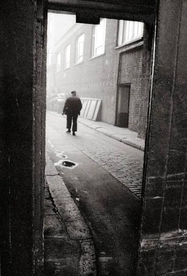 Clocking in at the Truman Brewery, Brick Lane, 1964