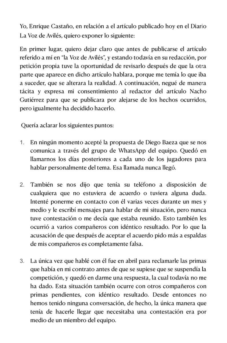 Enrique_Castano's tweet photo. En relación al artículo publicado hoy en @lavozdeaviles quiero manifestar lo siguiente: https://t.co/xsfnJLGhye