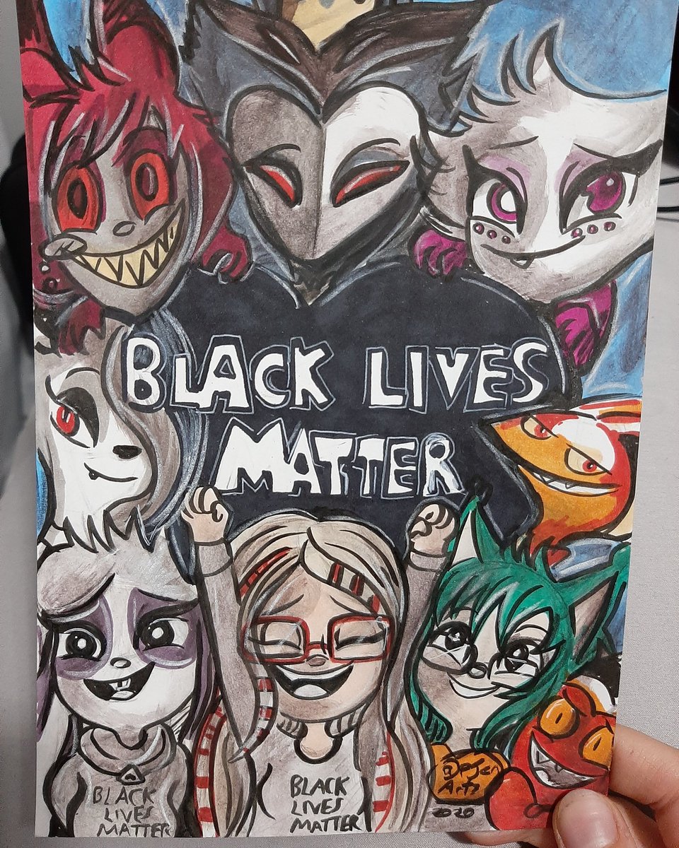 PJenartz's tweet photo. I'm watching the Black lives Matter #HuniCast charity stream while wearing my Oh Ashley T-shirt and working on art with my amazing Hunibun print above my desk. Ashley you are amazing ♥️

Congratulations on 60k+ 😁🎉🎉

@VivziePop 
@AshNicholsArt 
@kovox 
@BrandonLOVESYOU https://t.co/itBll8L6Fy