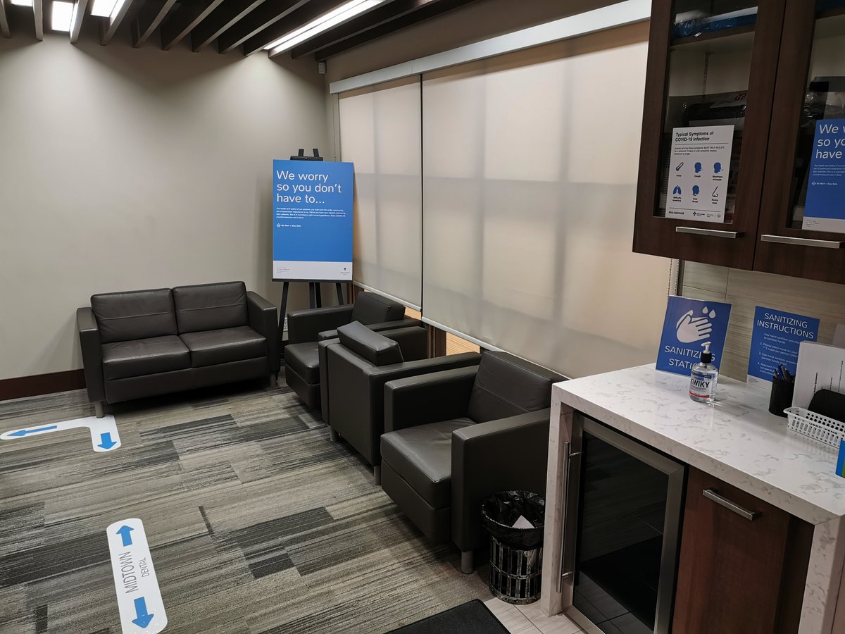 IDentSigns's tweet photo. Branded COVID-19 Decals installed in their new home at Midtown Dental, in Calgary AB.

#signage #covid19safety #hseq #safetyfirst #decals #stopthespread https://t.co/p5V62dm4az