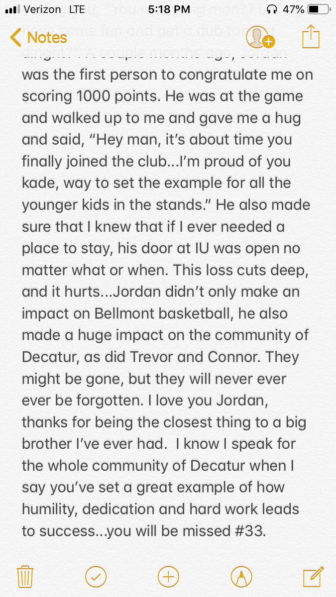BellmontBball's tweet image. Jordan was a friend to everyone that walked his path. Words from #23 Kade Fuelling. #foreverabrave