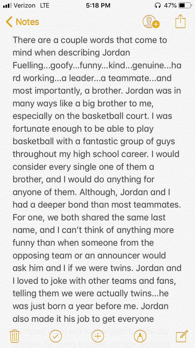 BellmontBball's tweet image. Jordan was a friend to everyone that walked his path. Words from #23 Kade Fuelling. #foreverabrave