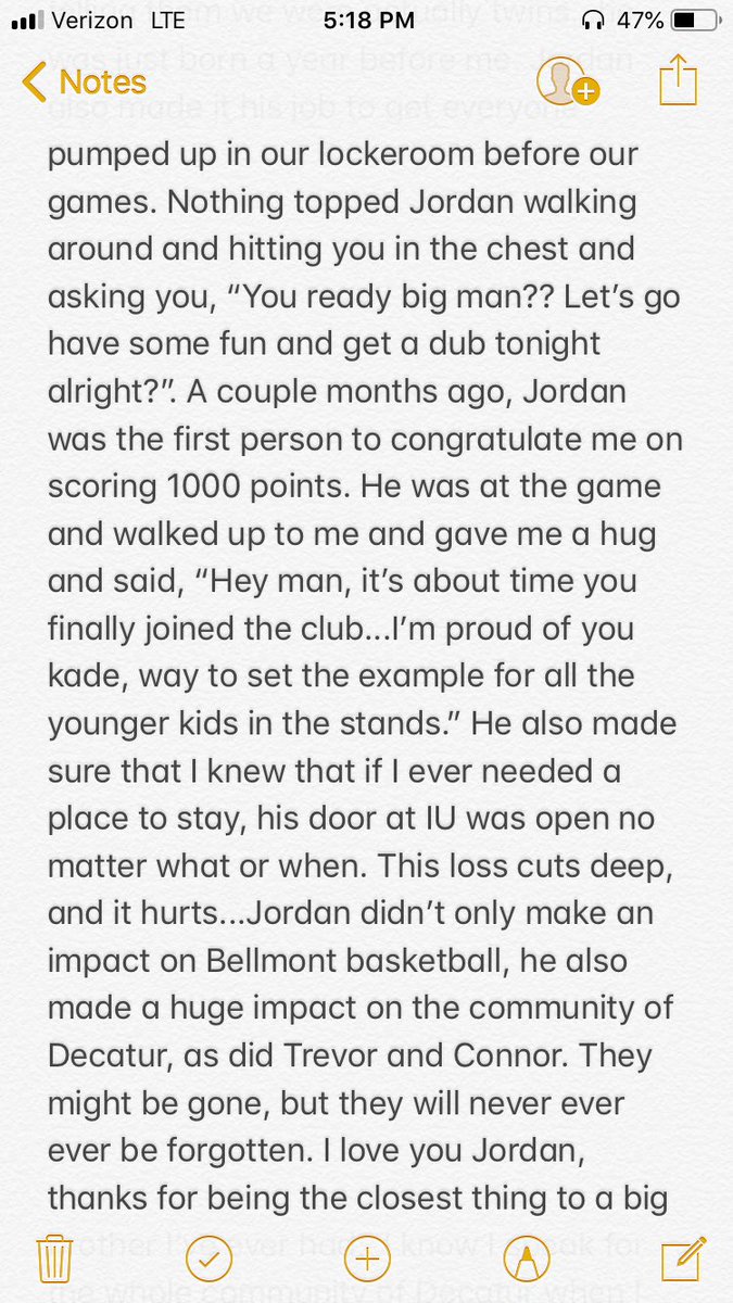 BellmontBball's tweet image. Jordan was a friend to everyone that walked his path. Words from #23 Kade Fuelling. #foreverabrave