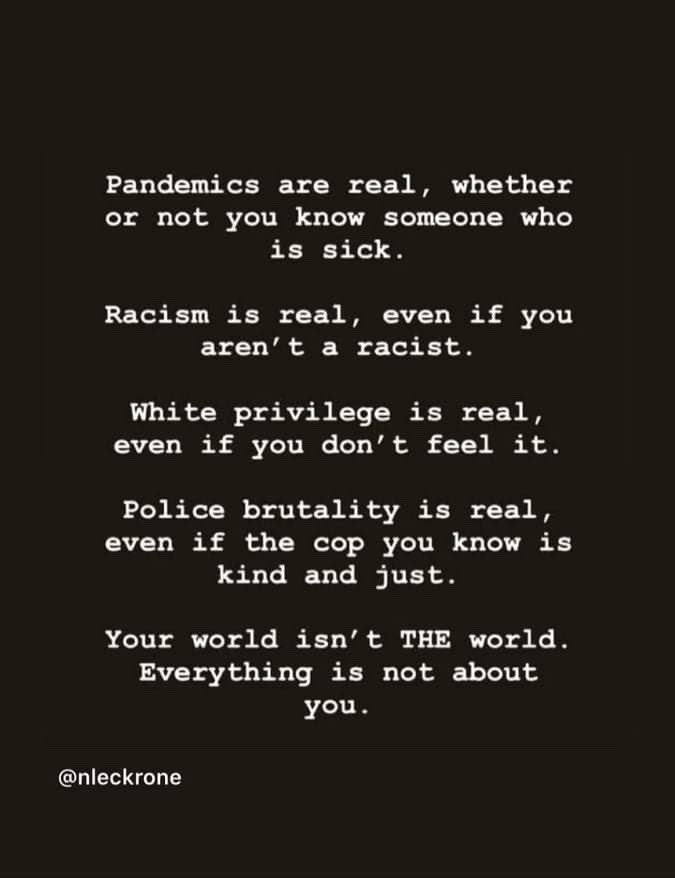 From a friend who happens to be white. Great insight. Be safe. Much Peace and Love to all people. 🙏🏾❤️