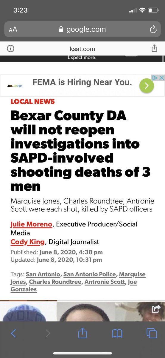 A FEW DAYS AGO IT WAS ANNOUNCED THAT THE BEXAR COUNTY DA WOULD NOT REOPEN THE REQUESTED CASES OF 3 MEN KILLED BY SAPD. SAY THEIR NAMES!! ANTRONIE SCOTT, MARQUISE JONES, AND CHARLES ROUNDTREE ! WE MARCH FOR THEM AND OTHERS LOST TO P0LICE BRUTALITY!