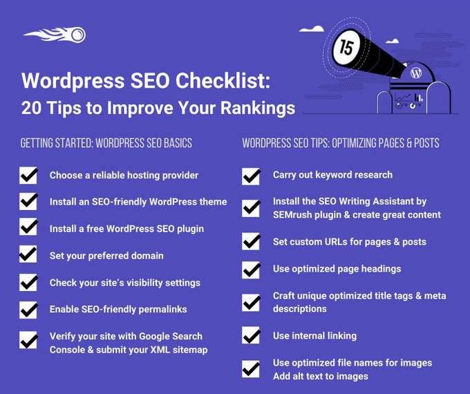 semrush's tweet photo. ✔️Check out our top #WordPress SEO tips to help you optimize your website and enjoy #SEO success 👉 https://t.co/5Ru1jsEfvd. https://t.co/KmPzQKMJn3