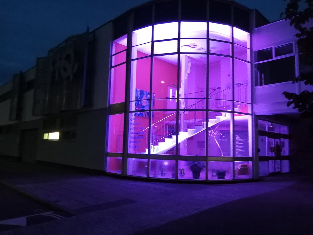 PlymStages's tweet photo. Lighting up the @Millfieldstrust HQ building in purple to show support for the #BLM Black Lives Matter campaign.#BAME  #Plymouth @plymouthcc @CouncillorTudor @ChrisPenberthy https://t.co/5hMPDnYsj9