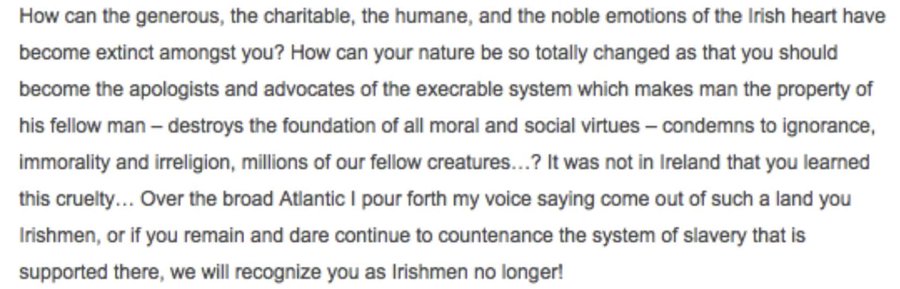 To paraphrase O’Connell: If you don't fight slavery in America, then we don’t recognise you as an Irish person. We can now insert ‘racism’ for ‘slavery’ because that’s where we’re at with these straw man arguments.