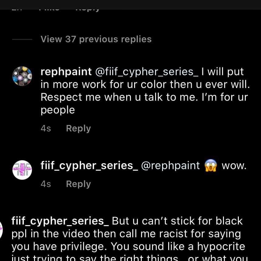 JodiDareal's tweet photo. Hey Black Twitter, Spread this, a white artist uses black culture in 90% of his art and does not support the movement. He says he can make more $ off of black culture than a black artist #BlackLivesMatter #StopAllSales #Rephpaint #Fortunecanvas https://t.co/5AaV1hUhqs