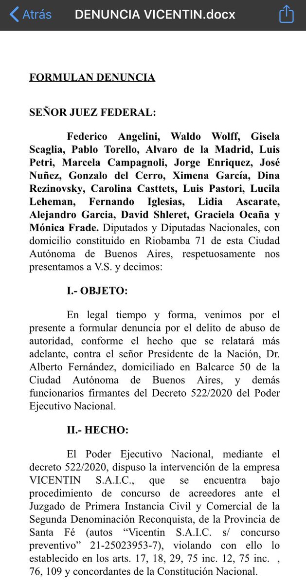 FerIglesias's tweet photo. Denuncia contra el Presidente de la Nación por el caso Vicentín https://t.co/yEC6sxgogm