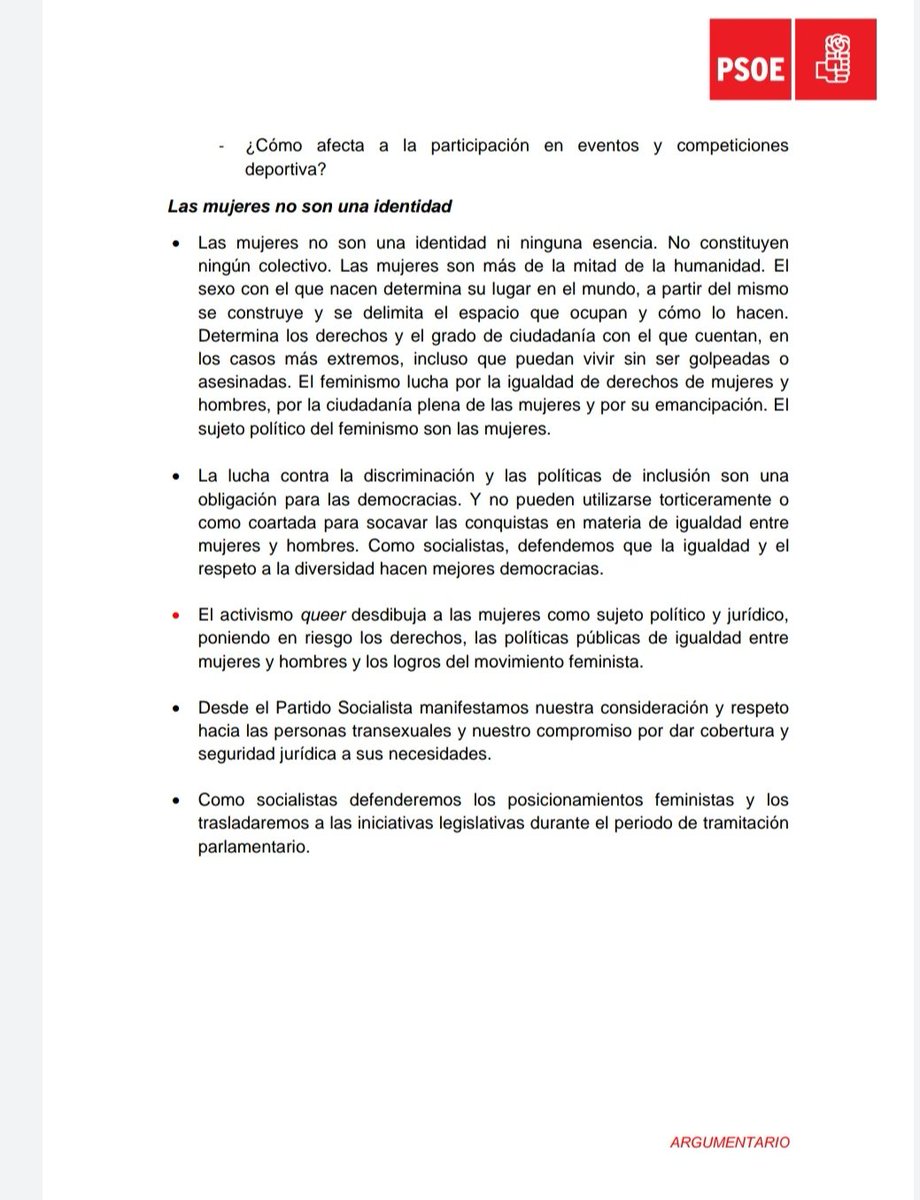 'A las mujeres las matan por nacer mujeres, a las niñas les mutilan los 
genitales.
En esta desigualdad estructural que supone el sexo, se basa la discriminación, la violencia machista y la ausencia de 
reconocimiento pleno de la ciudadanía de las mujeres y niñas'
<a href="/PSOE/">PSOE</a> 👏👏👏