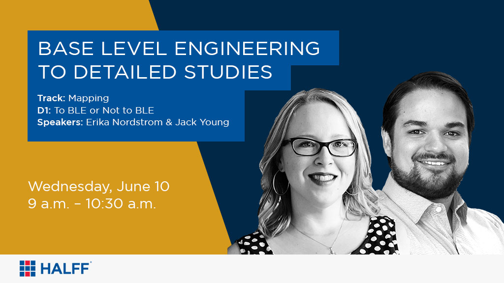 wearehalff's tweet photo. Join Erika Nordstrom and Jack Young tomorrow morning for their presentation with Manuel Razo (Texas Water Development Board) on Base Level Engineering at the ASFPM National Virtual Conference. #ASFPM2020 @FloodsOrg https://t.co/Z59omEZWSk