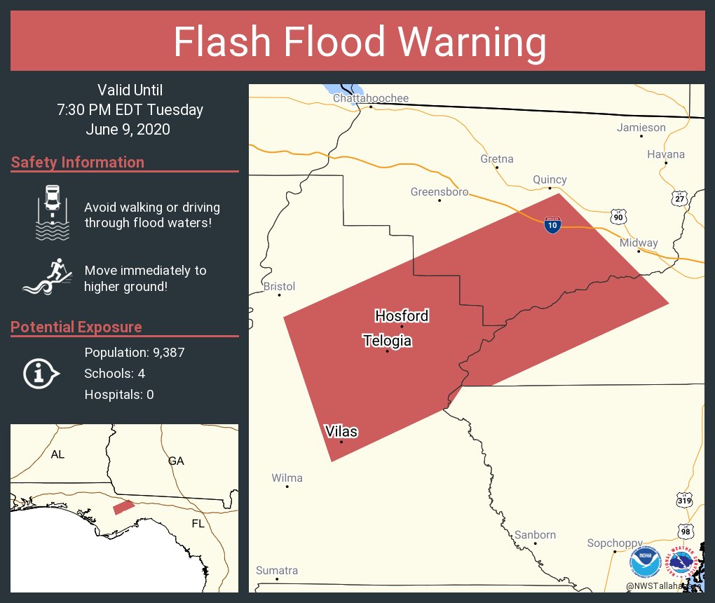 Flash Flood Warning continues for Hosford FL, Telogia FL, Vilas FL