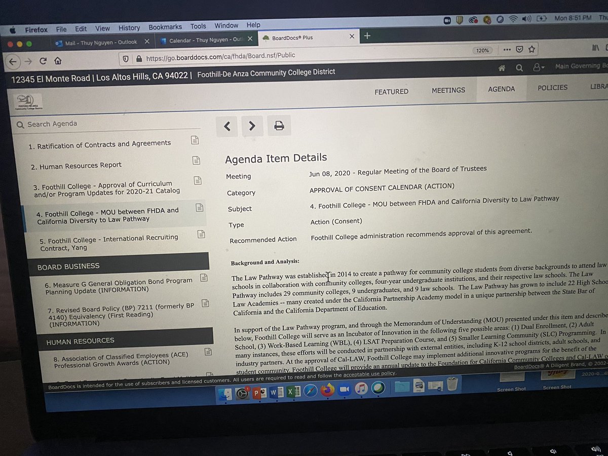 Excited, last night, with our Board of Trustees unanimous approval of Foothill College officially entering into the @CalLAWpathway (a statewide program very near and dear to me).  Law &amp; Order go hand in hand.  #DiversityInLaw