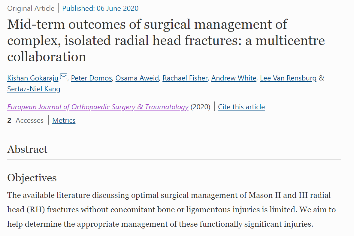 Functional outcomes are similar in all groups of surgically treated patients with isolated, displaced RH fractures. Complication rates are higher than that reported previously.
Like share and subscribe to our journal!
#OrthoTuesday 
ow.ly/Xdr850A3gaM