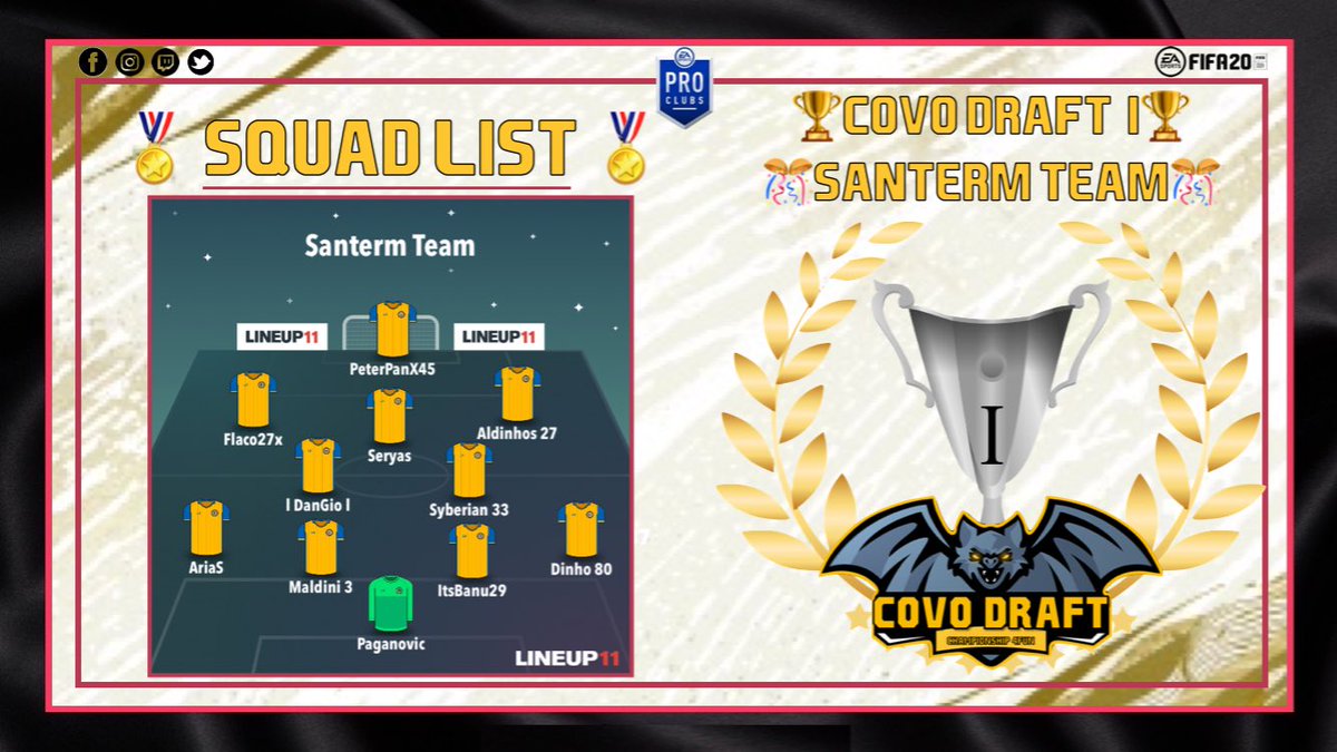 CovoCup's tweet photo. Complimenti al 🏆 SANTERM TEAM 🏆 per aver vinto la 1ª edizione del CovoDraft 🎊 !!

Grazie a tutti per la partecipazione vi aspettiamo alla prossima edizione...❤️🏆❤️

@RTproclub 
@NewsProclub 
@RTAllProClub
@OffSidePage_ https://t.co/lUFzYzzTW2