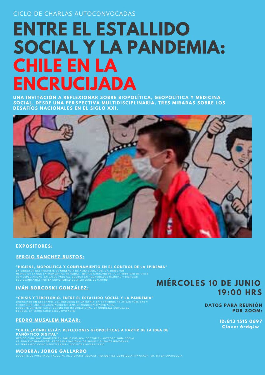 llebllo's tweet photo. Estaremos el 10.6.20 a las 19:00 con mi amigo @PedroMusalem e @iborcoski  discutiendo acerca la biopolítica y el COVID...será posible que las medidas del gobierno hayan sido equivocadas? SI o no?? Modera Jorge Gallardo https://t.co/1X6xNMWiPe