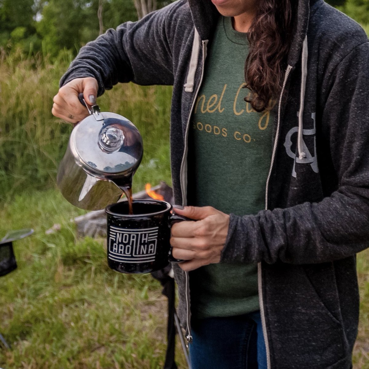 Back in stock: If your coffee habit requires a larger cup, these durable, camping-inspired Retro NC mugs are the perfect solution. Fill them with a local favorite!