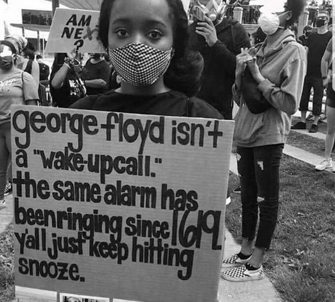 lovecomesaround's tweet image. “George Floyd isn’t a ‘wake-up call.’ The same alarm has been ringing since 1619. Y’all just keep hitting snooze.”

#BlakeLivesMatter