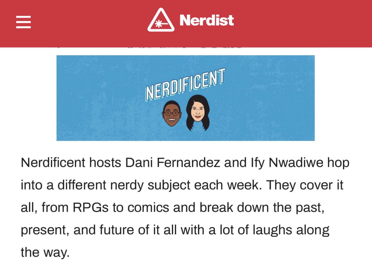 nerdificent's tweet image. Thanks for the love @nerdist!